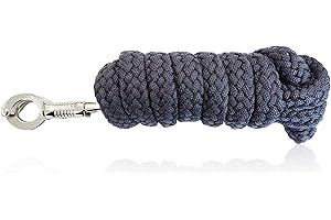 PFERDELINIS Maglia di guida per cavalli con robusto gancio panico, lunghezza 2 m, diversi colori (blu navy)