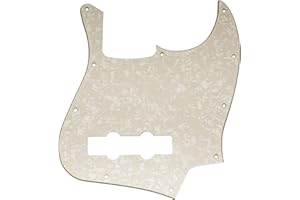 Musiclily 10 Agujeros Jazz Bass Pickguard Golpeador para Fender American/México Standard Bajo Estilo J, 4 capas Parchment Pearl