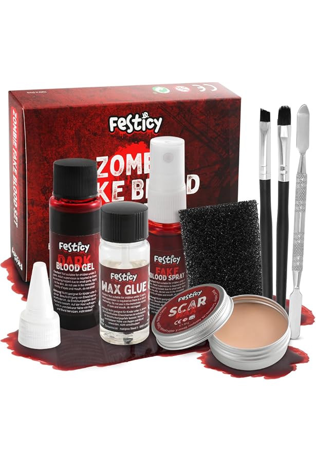 Moon Terror Pro FX Halloween Make-up-Set 3 – Mit Kunstblut, Latex, Wachs & Gesichtsfarbe