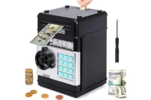Ctyvior Piggy Banks For Kids-Auto Scroll Paper Money,Kids Money Box With Password Protection, ATM Money Box For Boys and Girls Aged 3-12 Years Old (Black)
