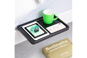 ‎BEDSHELFIE BedShelfie Nachttisch für Etagenbett und Boxspringbett, Bettablage für WG-Zimmer, Betttablett schwebend, Bettablage zum Einhängen – Minimalist 2.0 Holz schwarz