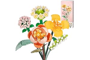 JUTTAUTO Flower Bouquet Building, Artificial Flowers, Creative Project for Adults, Decorative Home Accessories, Botanical Collection Not Compatible with Lego 456 PCS (Lily/Gardenia/Hydrangea/Camellia)