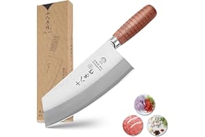 SHI BA ZI ZUO 18cm nóż szefa kuchni, chiński nóż kuchenny, nóż do warzyw ze stali nierdzewnej z ergonomicznym i wygodnym drewnianym uchwytem (srebrny, 27,8 * 7 cm)