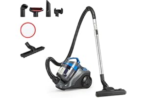 Amazon Basics Bodenstaubsauger ohne Beutel 1.7L Kompakt Leichtgewicht mit 3-Fach-Aktionsdüse, HEPA-Filter, 850W, für Teppich und Hartböden, Schwarz & Blau