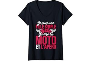 CADEAUX MOTO HOMMES & TEE SHIRT MOTO FEMMES Femme Moto T-shirt Motard Femme Moto Cadeau Motorcycle Motards T-Shirt avec Col en V