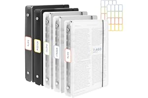 QUOTRE Segregator A5 z 6 pierścieniami, 5 sztuk okładek do segregatora A5, segregator A5, do ponownego napełniania, segregator A5, 6 pierścieni, do dodawania okładek broszur, luźnych kartek do szkoły