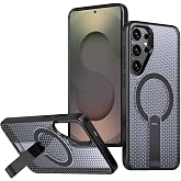 Rongep [Air-Nova] Samsung Galaxy S25 Ultra i&ccedil;in Kılıf Dikey Standlı G&uuml;&ccedil;l&uuml; Manyetikli [MagSafe ile Uyumlu] PC+TPU Isı Dağılımı