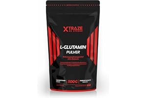 ‎XTRAZE L-Glutamin Pulver 500g, geschmacksneutral hochdosiert vegan 100% rein und ohne unnötige Zusatzstoffe, Made in Germany, Aminosäure für Kraftsport, Bodybuilding, Fitness