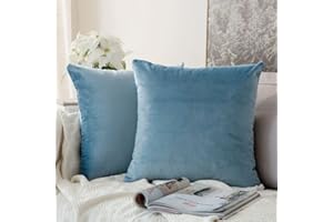MIULEE 2 Piezas Terciopelo Funda de Cojine Funda de Almohada del Sofá Throw Cojín Decoración Almohada Caso de la Cubierta Decorativopara Sala de Estar 50x 50cm,20 x 20 Pulgadas Agua Azul