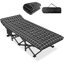 Lit De Camping Mopaicot Pour Adulte - Pliable, Avec Matelas, Sac De Transport - Supporte 204 Kg - Tissu Oxford 1200D