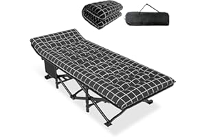 ATORPOK SHOP Lit de Camping Pliable Robuste pour Adultes，lit de Couchage Confortable avec capacité de 200 kg pour Voyage/Bureau/extérieur (Noir)
