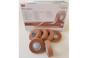 MEDISALE LTD 3M Micropore Surgical Tape, Hypoallergenic, Tan, 1.25cm x 9.1m, Pack of 3