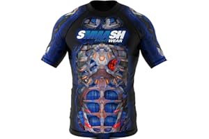 SMMASH Rashguard Homme Manche Courte Tee Shirt de Compression Shirt MMA UFC Running Sport Boxe MMA RDX Kickboxing Krav Maga
