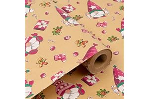 HJYODY Rouleau de papier cadeau de Noël 43 cm x 15 m, réutilisable et imprimé avec divers motifs, idéal pour Noël, les mariages, les anniversaires et les décorations de fêtes
