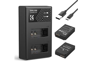 K&F Concept LP-E12 ersättningsbatteri med 2 kortplatser, dubbla kortplatser, Micro USB och Type-C, kompatibel med Canon-kamer