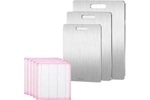 OLDPAPA 3 szt. tytanowa deska do krojenia, stal nierdzewna 304, nie zawiera BPA, tytanowa deska do krojenia, do mięsa, warzyw, owoców (39 x 28 cm, 34 x 23 cm, 29 x 20 cm)