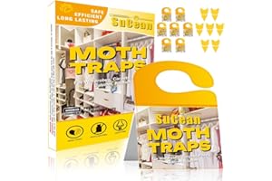 SuCean Moth Traps - 7 Premium Pheromone Moth Traps for Common Clothes, Carpet and Similar Moths with (7 Fruit Fly and Gnat Traps) Non-Toxic for Wardrobes, Fabrics & Carpet