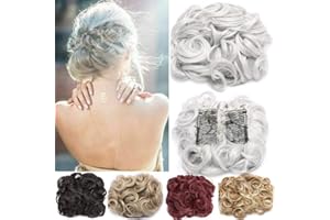 MY-LADY Combs Bun Chignon Capelli Finti Extension Capelli Coda Capelli Mossi Ciambella Elastico Posticci Scrunchie Hair Ricci Updo Grigio argento