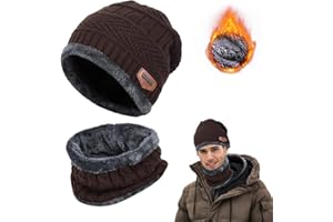 DTXYBC Winter Beanie Mütze Schal Set, Elastische Mütze Runder Schal Set, Beanie Mütze, Wintermütze und Schal, Fleecefutter Warme Wintermütze Damen Herren, Unisex für Outdoor Sport Wärmen