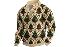 GENERISCH Weihnachtspullover Herren Lustig Cord Weihnachtsmann Druck Weihnachts Sweatshirt 1/4 Troyer Kragen Weihnachtspulli Casual Langarm Xmas Pullover Ugly Christmas Sweater