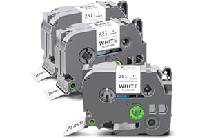 Exsun 3x Kompatibel TZe-251 TZe251 Tzc251 TZ-251 für Brother TZe 24mm Schriftband mit Brother Ptouch E550W P710BT D610BT D600VP P700 P750W 2430 2730 Cube Schwarz auf Weiß 24mm x 8m