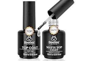 ‎BEETLES GEL POLISH Beetles No Wipe Glossy und Matte Überlack - 2 Stück Top und Matter Coat 15 ml Gel Top Coat Gel Nagellack Mate Shine Effekt Nagellack UV-Lampen-Härtung Nail Design Maniküre Langanhaltend DIY zu Hause