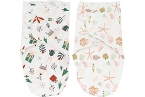ZIGJOY Sac de Couchage Enfant Lot de 2 Gigoteuse Emmailloter pour Bébé 100% Coton Baby Gigoteuse d’Emmaillotage Sac de Couchage pour Bébé 0-3 Mois(Lapin et Étoile de mer)