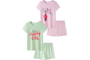 SOIBEEN Children Pyjama Set Long Short Sleeve T-Shirt & Shorts Loungewear Striped PJs for Kids Sleepwear Pyjama Nightwear 1-10 Years