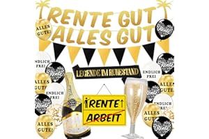 MQIAN Rente Deko, Ruhestand Deko,RENTE GUT ALLES GUT Banner,Rentner Geschenk,Luftballons Ruhestand Ballons Girlande,Endlich Rentner Luftballons für Männer Frauen Renteneintritt Pensionierung Party