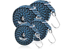 PUERHUACI Cinghie Elastiche,Corde Elastiche,4 Extra Forti Estensibili Cavi Elastici Con Ganci Universali,Corde Elastiche Piatte Con Ganci,Corde Elastiche Elastiche Con Ganci