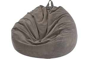 Nobildonna Bean Bag Chair Cover (No Filler) for Kids and Adults. Extra Large 300L Bean Bag Stuffed Animal Storage Washable Soft Premium Corduroy Stuffed Plush Toys Bean Bag Cover (Warm Gray)