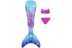 NAITOKE Coda di Sirena con Bikini per Bambina Set Bikini,Monofina Non Inclusa