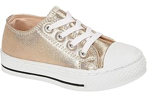 STYLO ONLINE Girls Canvas Shoes Children Kids Toddlers Summer Pumps Casual Infants Trainers Flat Low Top Lace Up Sneakers Soft Lightweight Plimsolls Boots Baby Sizes