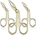 3 Packs Eyebrow Tweezers, Scissors Shaped Eyebrow Straight Tip Tweezers Clip, Flat Tip Tweezers Hair Plucker, Straight Tip Hairgripping Eyebrow (Gold Plated, 3 Packs)