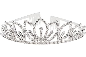 ROSENICE Diadème Couronne avec Peigne à Cheveux Serre-tête Tiare en Strass Cristal Fleur pour Mariée