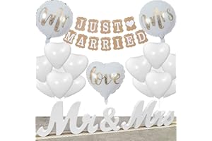 BOYATONG Wedding Decoration Set, Just Married Garland with 23 Balloons, Mr & Mrs Decorative Wedding Letters Foil Balloon, Wedding Decoration, Registry Office Decoration