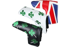 AMRTA Golf Blade Putter Cover Mallet PU Leather for Golf Putter Club Protector fits All Putters Portable and Durable Color Black White Blue Red Pattern