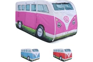 BOARD MASTERS VW Collection - Volkswagen Hippie Bus T1 Camper Van Tenda Pop Up per bambini (Rosa & Bianco)