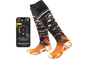 IVCDODVD Lvcdodvd Heated Socks for Men & Women 5000mAh 5V 4 Levels Heat APP Control Full Foot Heating Feet Warming Socks Rechargeable Heated Socks for Skiing Camping Hunting Hiking Cycling Snow Size 38-44