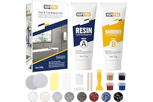 Kit Riparazione Vasca da Bagno, Hupeyna Kit di Riparazione Doccia Ceramica e Smalto per Riparazione Ammaccature Fori Graffi Crepe, Kit Riparazione Piastrelle -Offre più Opzioni di Colore, Impermeabile