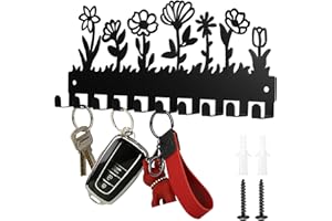 SUUEIOKL Colgador Llaves Pared Negro, Ganchos Cuelga Llaves Pareds, Colgador Soporte Porta Llave de Pared con 10 Ganchos para Organizador de Llavero Dormitorio Oficina Hogar Apartamento