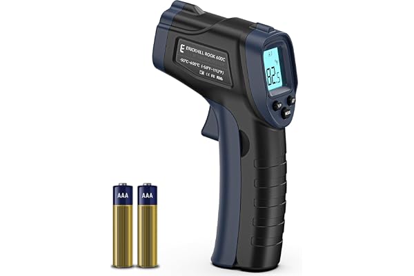 ERICKHILL 600C TInfraröd termometer -50℃~600℃ Kompakt storlek beröringsfri lasertermomete för fordonsreparation/matlagning/grillning/frys/mat, svart