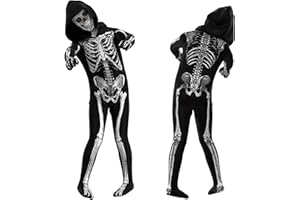 YIMOJOY Skelett Kostüm Kinder Halloween Kostüm Skelett Unisex Grim Reaper Kostüme Skelett Kinderkostüm Jungen für Halloween Party Karnevals Cosplay Faschings