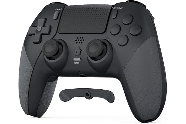 LATEC Mando para PS4, Mando Inalámbrico PS4 con Bluetooth, 2 Botones de Programación Macro, 6-Axis Sensor Giroscópico, Doble Vibración, Panel Táctil, Negro