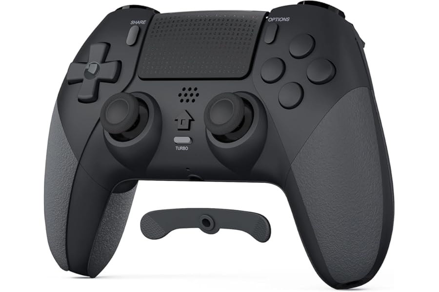 LATEC PS4 Bluetooth Controller, PS4 Wireless Controller with 2 Programmable Macro Buttons, 6-Axis Gyro Sensor, Dual Vibration, Touchpad, Black