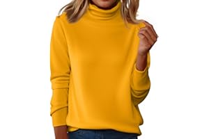 uxxnjfg 2025 Jersey Mujer Otoño Elegante Camiseta Manga Larga Mode Basicas Sueter Cuello Alto Termica Blusa Camiseta Punto Casual