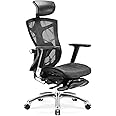 SIHOO Ergonomic Office Chair with 4D Arms, 2-Way Lumbar Support - Adjustable Seat Depth - PU Headrest – Height-Adjustable Backrest – High-Back Computer Desk Chair (Black)