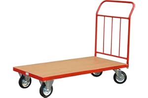 LIFT MATE Heavy Duty Platform Truck 300kg, Steel Flatbed Trolley with Long Deck, Platform Trolley with Brake Wheels