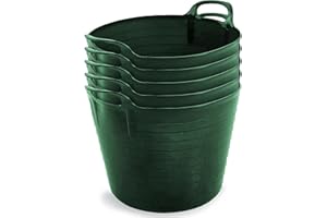 NEAT. Neat Plastics 42L Flexi Tubs 5 Packs - Versatile Large Garden Tubs with Handles, Handy Builders Buckets Heavy Duty, Ideal Bath Bucket & Flexi Bucket, Durable Flexible Buckets for Home & Garden (Green)