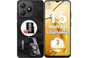Blackview Wave 9C Telephone Portable Pas Cher avec Coque 360° Rotatif 12Go+64Go / 2To TF, 6,56" IP54 Android 15 Smartphone Débloqué 4G Dual SIM, 5000mAh 13MP Téléphone 4G, GPS,OTG, 2 Ans Garantie